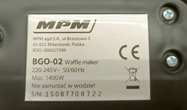 GOFROWNICA MPM BGO-02 1400W CZARNA