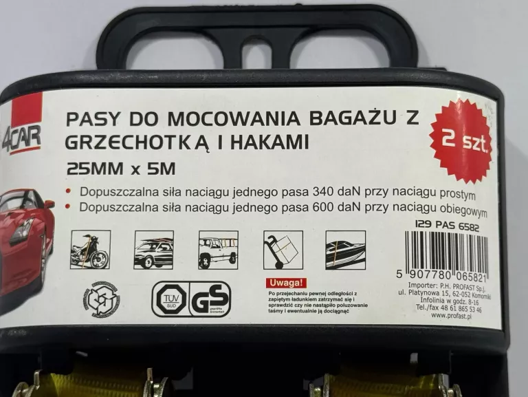 PASY Z GRZECHOTKĄ+HAK HD 2 SZTUKI TÜV-GS 4CAR