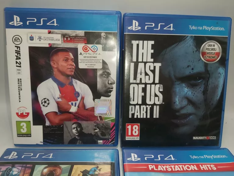 ZESTAW 4 GIER NA PS4 FIFA 21, GTA V, THE LAST OF US II, GOD OF WAR