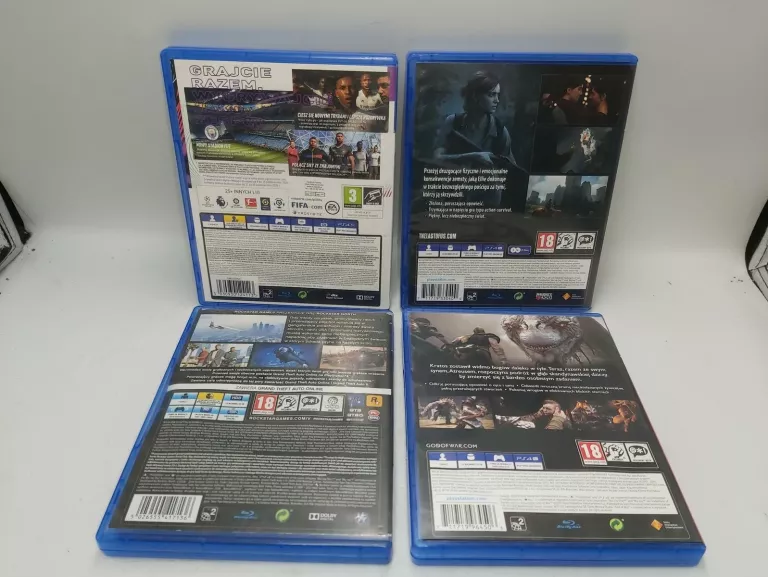 ZESTAW 4 GIER NA PS4 FIFA 21, GTA V, THE LAST OF US II, GOD OF WAR