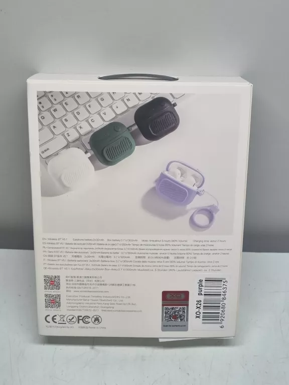 XO SŁUCHAWKI BLUETOOTH X26 TWS FIOLETOWE