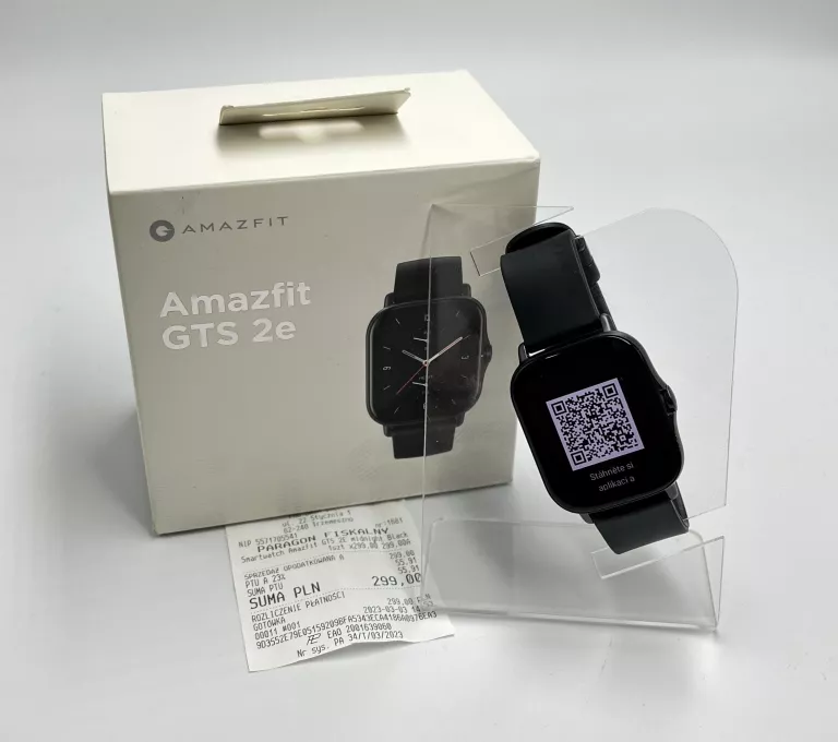 ZEGAREK SMARTWATCH AMAZFIT GTS 2E (A2021) CZARNY TĘTNO KROKOMIERZ FITNESS