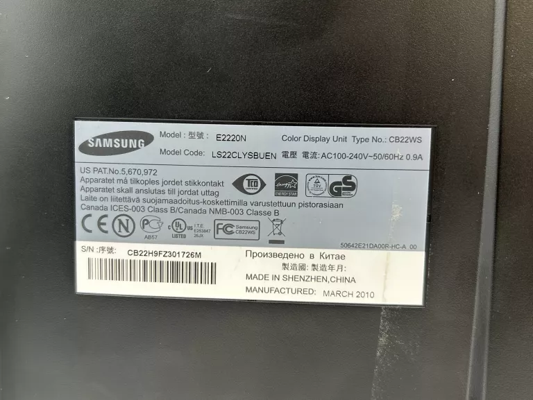 MONITOR LED SAMSUNG E2220N 21" 1920X1080