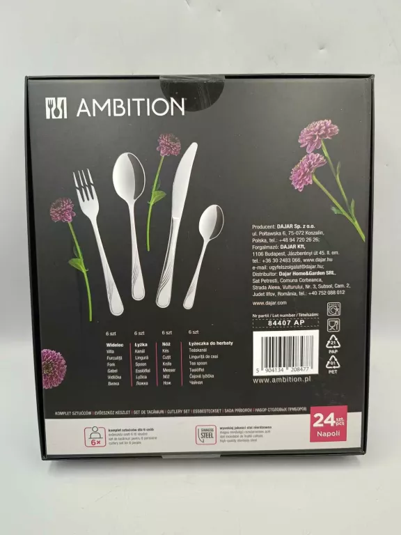 KOMPLET SZTUĆCÓW SZTUĆCE AMBITION DARK 24 EL. 24SZT