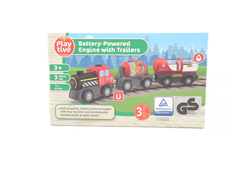 PLAYTIVE ELEKTRYCZNA LOKOMOTYWA KOLEJKA Z DWOMA WAGONIKAMI WAGON OBROTOWY