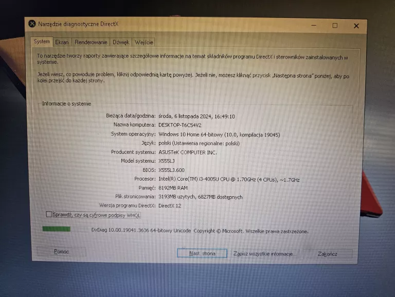 LAPTOP ASUS R5556L 8/1000GB INTEL CORE I3-4005U 1.7GHZ 15,6" CZERWONY