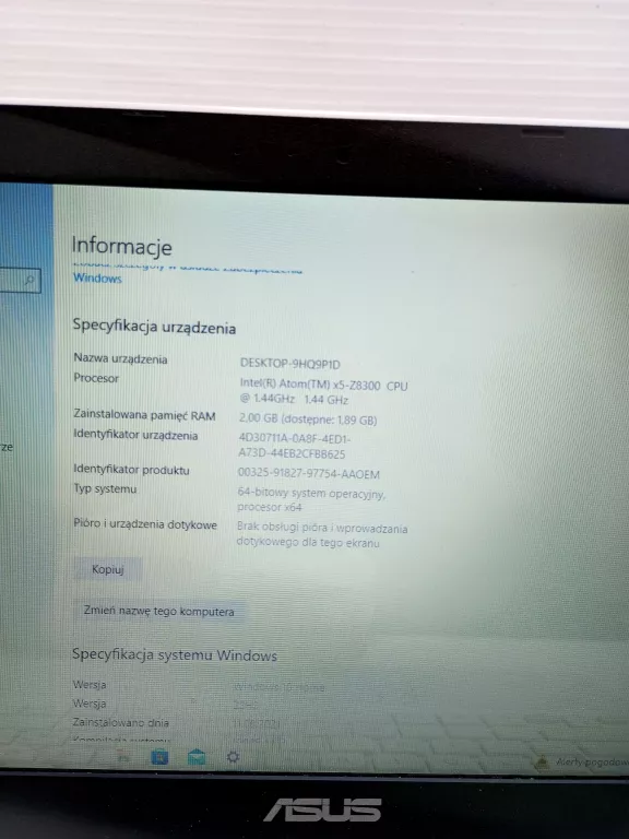 LAPTOP ASUS E200H WIN10 HOME 2GB RAM /32GB +ŁADOWARKA