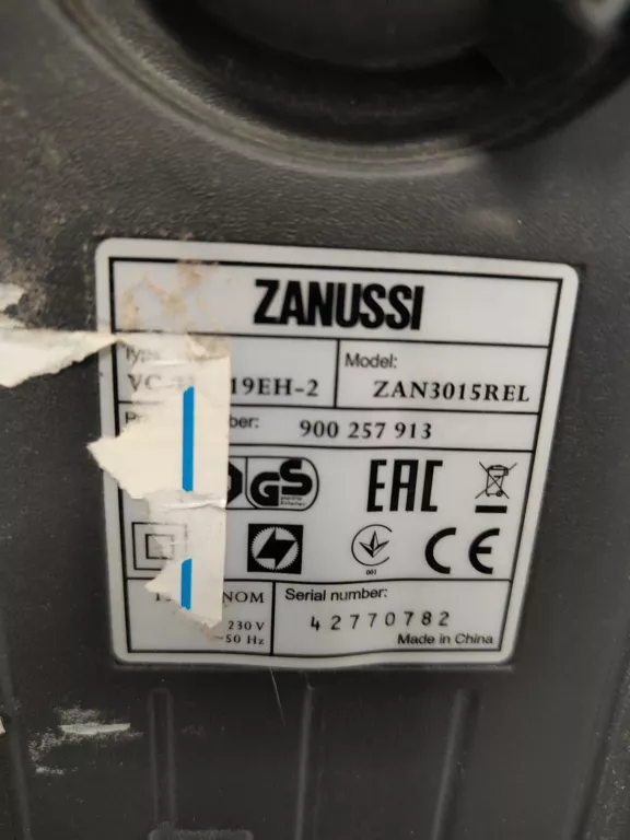 ODKURZACZ WORKOWY ZANUSSI ZAN3015 STAN ZŁY !!!