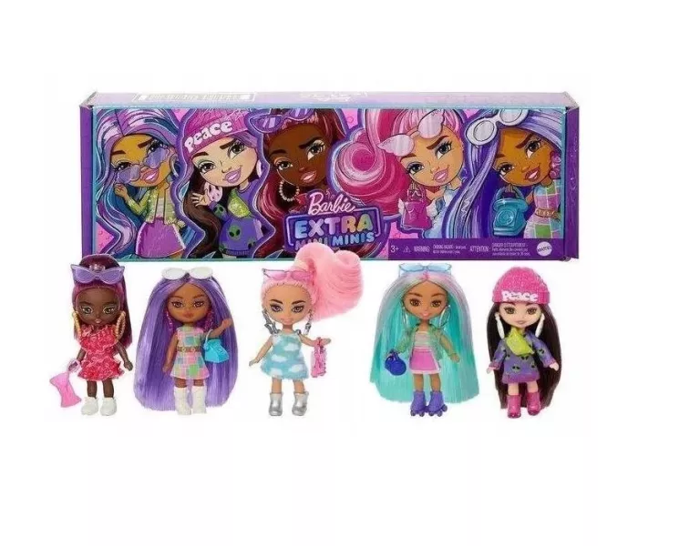 ZESTAW 5 LALEK BARBIE EXTRA MINI MINIS - MATTEL HPN09