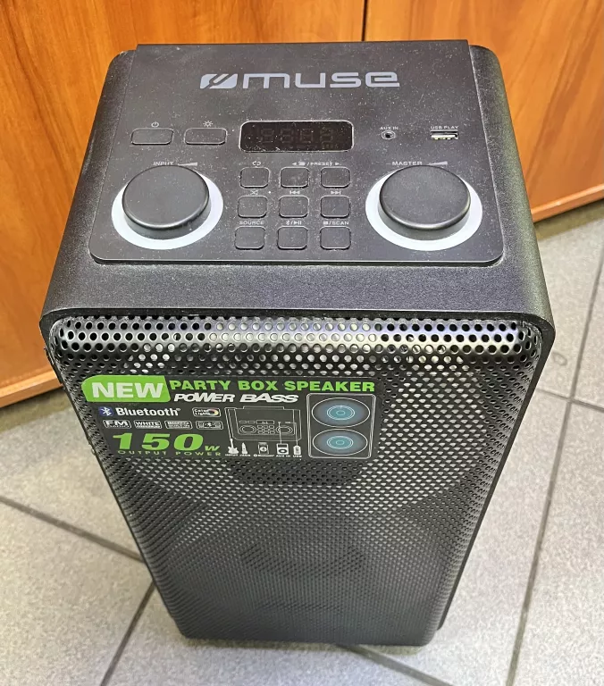 GŁOŚNIK PODŚWIETLANY LED PRZENOŚNY BLUETOOTH PARTY BOX MUSE M-1805 DJ