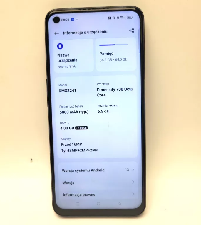 TELEFON REALME 8 BRAK AKCS 64GB