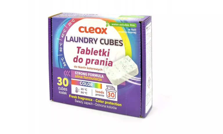 TABLETKI DO PRANIA TKANIN KOLOROWYCH 30 PRAŃ - CLEOX (30X25G)