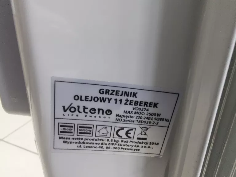 GRZEJNIK OLEJOWY VOLTENO VO0274 11 ŻEBER