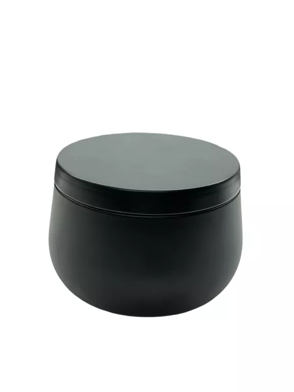 24SZT PUSZKA DO ŚWIEC CZARNA 8,7X5,6CM 45G METALOWA Z POKRYWKĄ