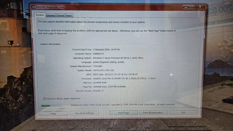 LAPTOP TOSHIBA SATELLITE L775 6GB/7WIN/1TB + ŁADOWARKA