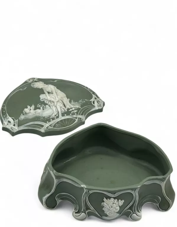 PORCELANOWA ANGIELSKA SZKATUŁKA NA BIŻUTERIE PIĘKNY ANTYK!