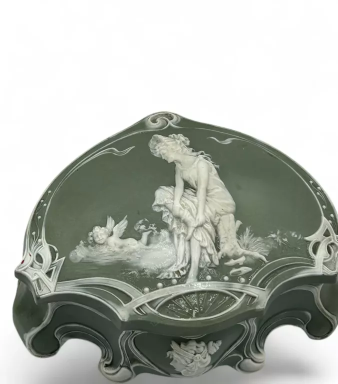 PORCELANOWA ANGIELSKA SZKATUŁKA NA BIŻUTERIE PIĘKNY ANTYK!