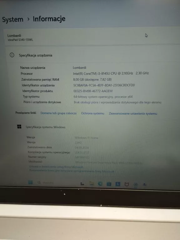 LAPTOP LENOVO IDEAPAD S340-15IWL I3