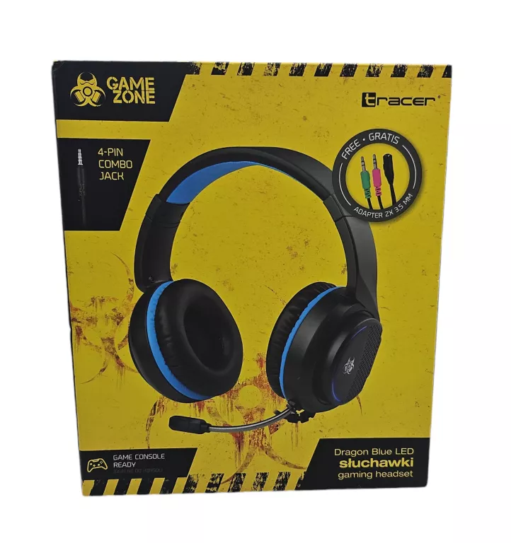 SŁUCHAWKI Z MIKROFONEM TRACER GAMEZONE DRAGON BLUE LED