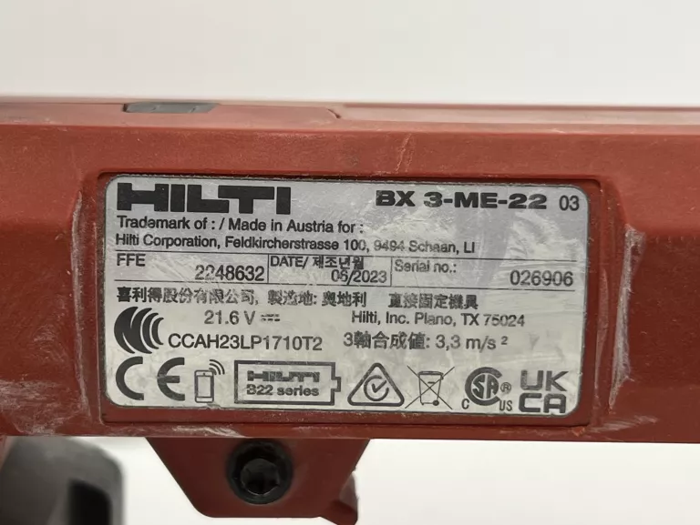 OSADZAK AKUMULATOROWY GWOŹDZIARKA HILTI BX 3-22 | AKU | WALIZKA