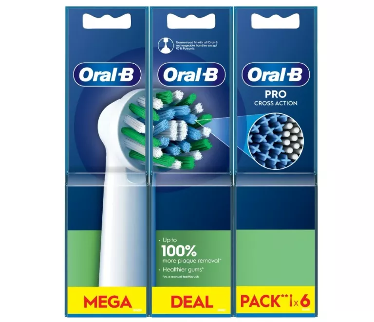 ORAL-B PRO CROSS ACTION KOŃCÓWKI DO SZCZOTECZEK ELEKTRYCZNYCH, 6 SZTUKI
