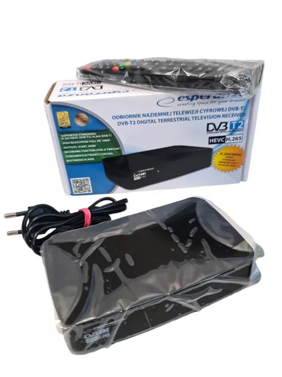 DEKODER TUNER TV NAZIEMNEJ HD DVB-T2 HEVC ESPERANZA EV108R