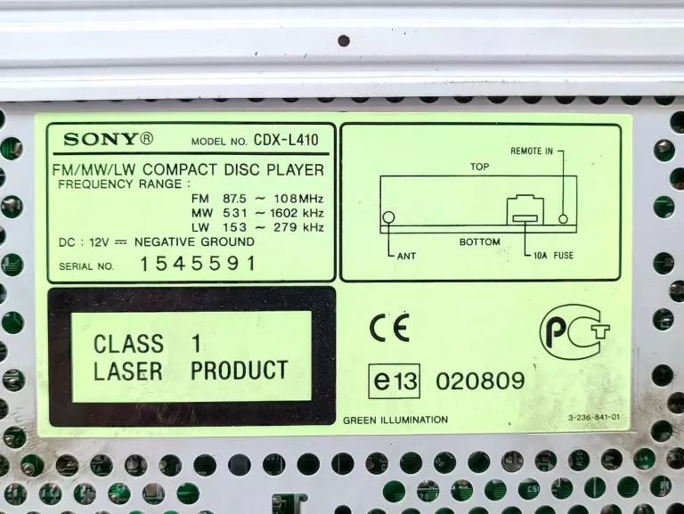 RADIO SAMOCHODOWE SONY CDX-L410 4X45W CD 1-DIN