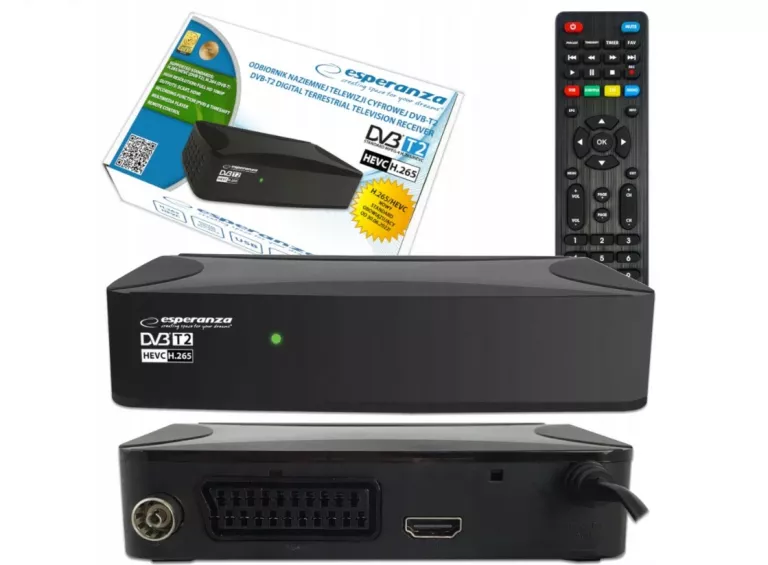 DEKODER TUNER TV NAZIEMNEJ HD DVB-T2 HEVC ESPERANZA EV108R