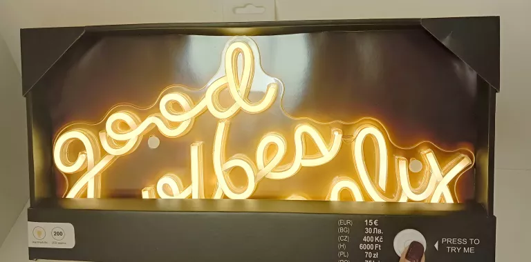 NAPIS LED GOOD VIBES ONLY 41X21CM BARWA BIAŁA CIEPLA