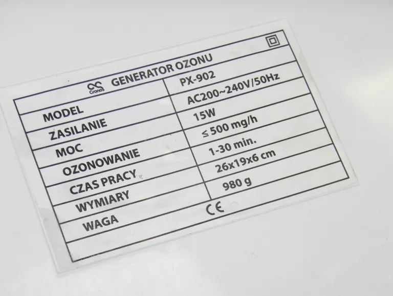 GENERATOR OZONU OZONATOR CRONOS 500MG/H O3OZON CZYTAJ!
