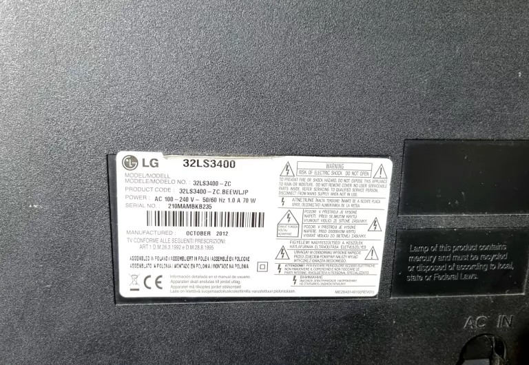 TELEWIZOR LG 32LS3400 32'' Z PILOTEM
