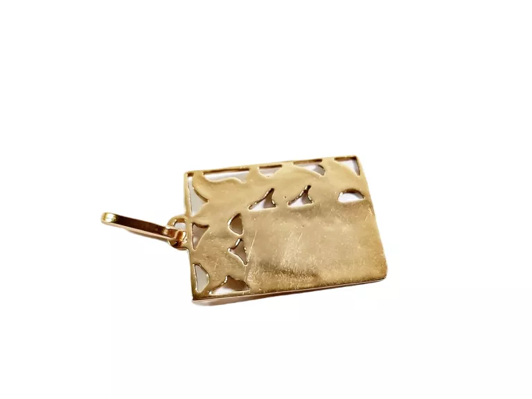 ZŁOTA PROSTOKĄTNA ZAWIESZKA BLASZKA INICJAŁY 585 3.0G 1.5 X 2 CM