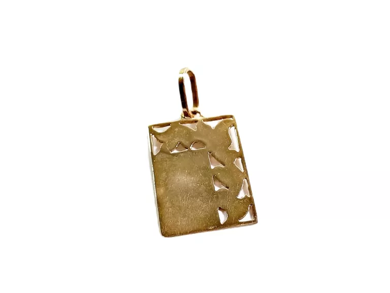ZŁOTA PROSTOKĄTNA ZAWIESZKA BLASZKA INICJAŁY 585 3.0G 1.5 X 2 CM