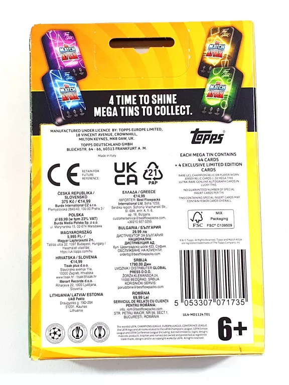 MEGA PUSZKA MATCH ATTAX 2025 KARTY PIŁKARSKIE 44 KARTY +4 LIMITED TIN 3