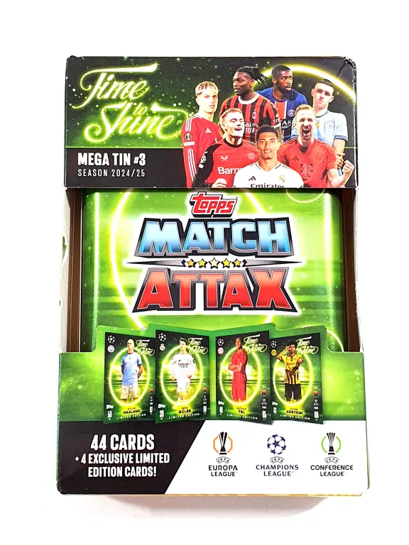 MEGA PUSZKA MATCH ATTAX 2025 KARTY PIŁKARSKIE 44 KARTY +4 LIMITED TIN 3