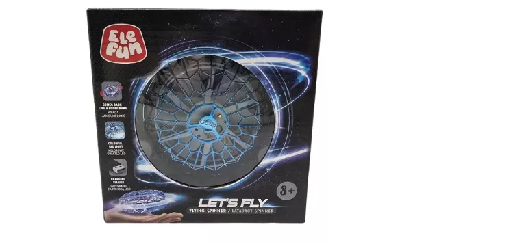 LATAJĄCY SPINNER LED ŚWIECĄCA ZABAWKA UFO NIEBIESKI DRON ELEFUN