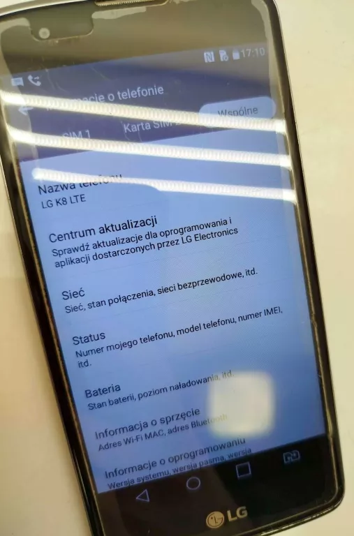 TELEFON LG K8 LTE BEZ ŁADOWARKI