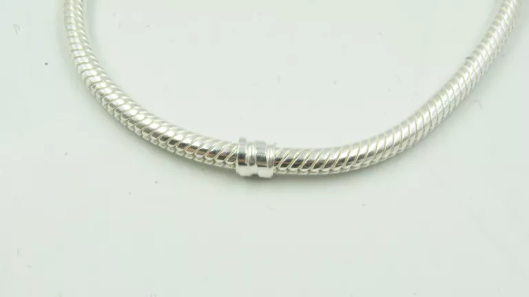 SREBRNA BRANSOLETKA PANDORA WALEC Z CYRKONIAMI 18CM 13,77G NIENOSZONA