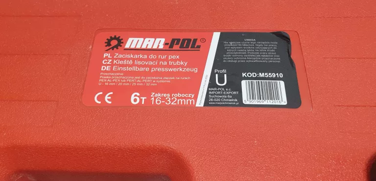 ZACISKARKA DO RUR PEX M55910 4 ZACISKI 16/20/25/32MM STAN BARDZO DOBRY