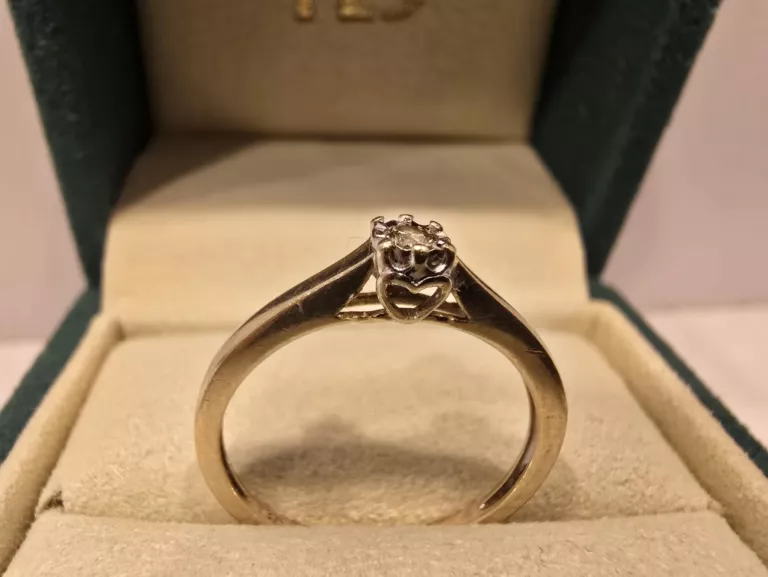 PIĘKNY ZŁOTY PIERŚCIONEK 375 'YES' DIAMENT NA ZARĘCZYNY