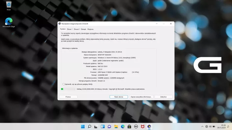 LAPTOP DELL G15 5515 RYZEN 5 5600H RTX3050 16/512GB SSD W11 IPS 120HZ