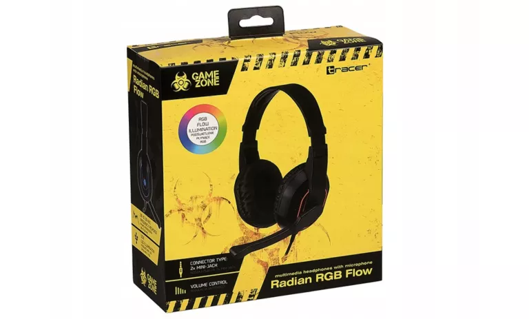 SŁUCHAWKI GAMINGOWE LED TRACER GAMEZONE RADIAN RGB FLOW MIKROFON JACK USB