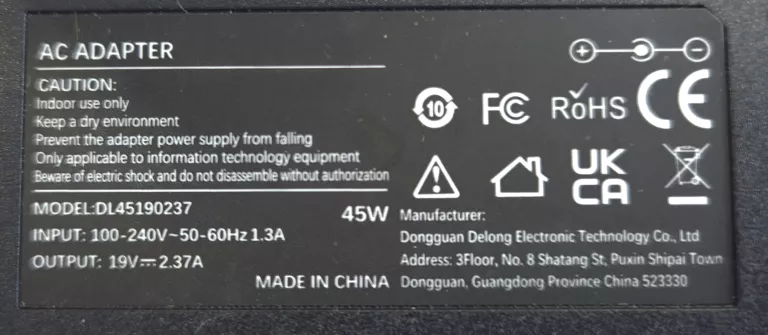 ZASILACZ DO LAPTOPA ACER ASPIRE CHROMEBOOK 45W