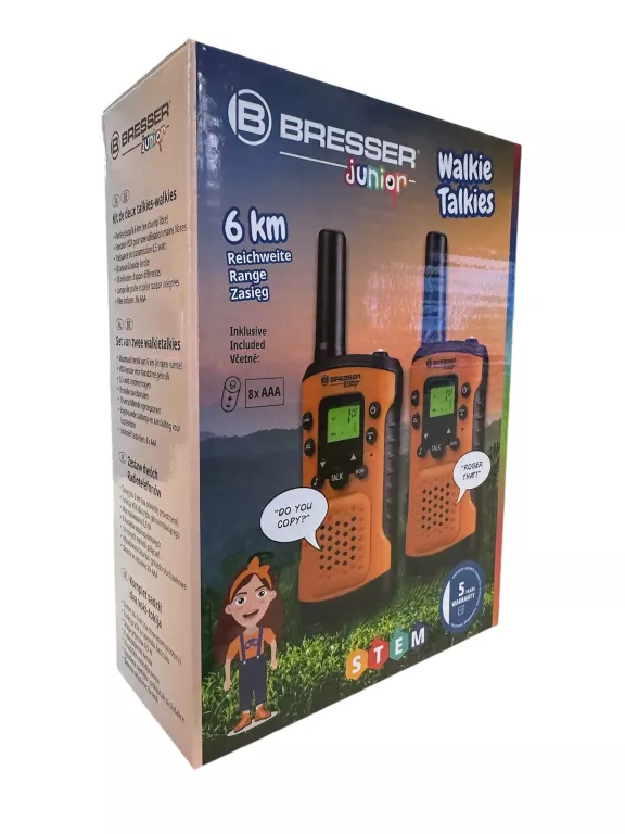 ZESTAW DWÓCH KRÓTKOFALÓWEK BRESSER JUNIOR WALKIE TALKIE ZASIĘG 6 KM.