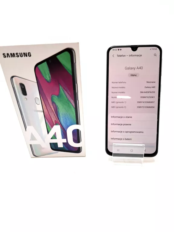 SMARTFON SAMSUNG GALAXY A40 4 GB / 64 GB 4G (LTE) BIAŁY