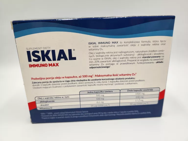 ISKIAL IMMUNO MAX OLEJ Z WĄTROBY REKINA 120 KAPSUŁEK