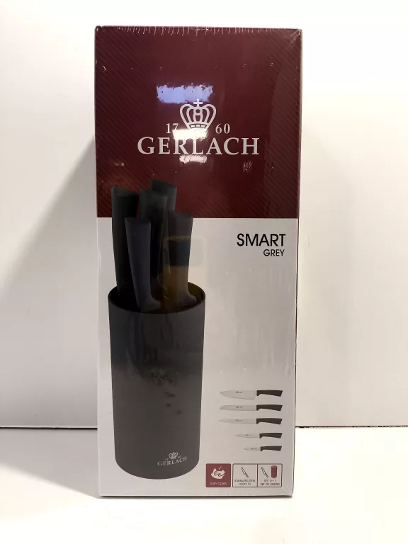 KOMPLET NOŻY KUCHENNYCH GERLACH W STOJAKU NK994 SMART GREY