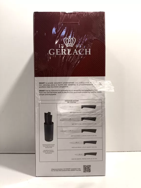 KOMPLET NOŻY KUCHENNYCH GERLACH W STOJAKU NK994 SMART GREY