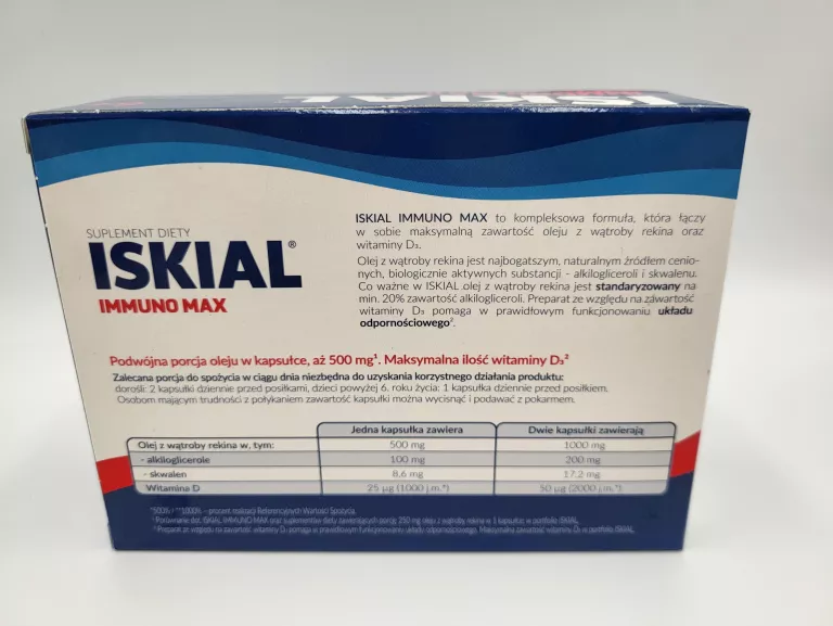 ISKIAL IMMUNO MAX OLEJ Z WĄTROBY REKINA 120 KAPSUŁEK