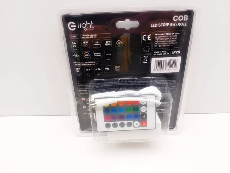 ZESTAW TAŚMA COB 320/M RGB IP20 5M + ZASILACZ EKZ1211 EKO-LIGHT